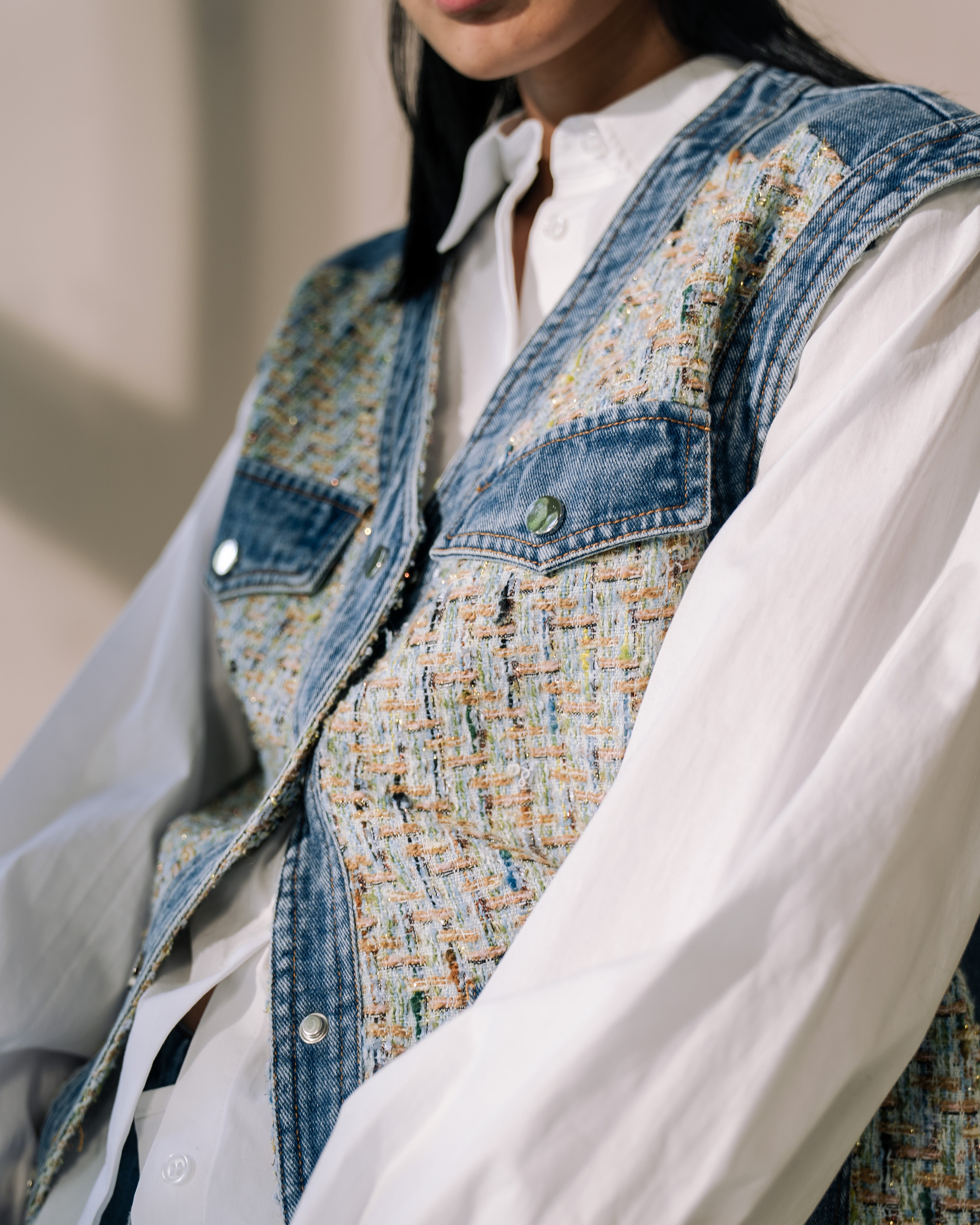 Chloe Tweed & Denim Vest