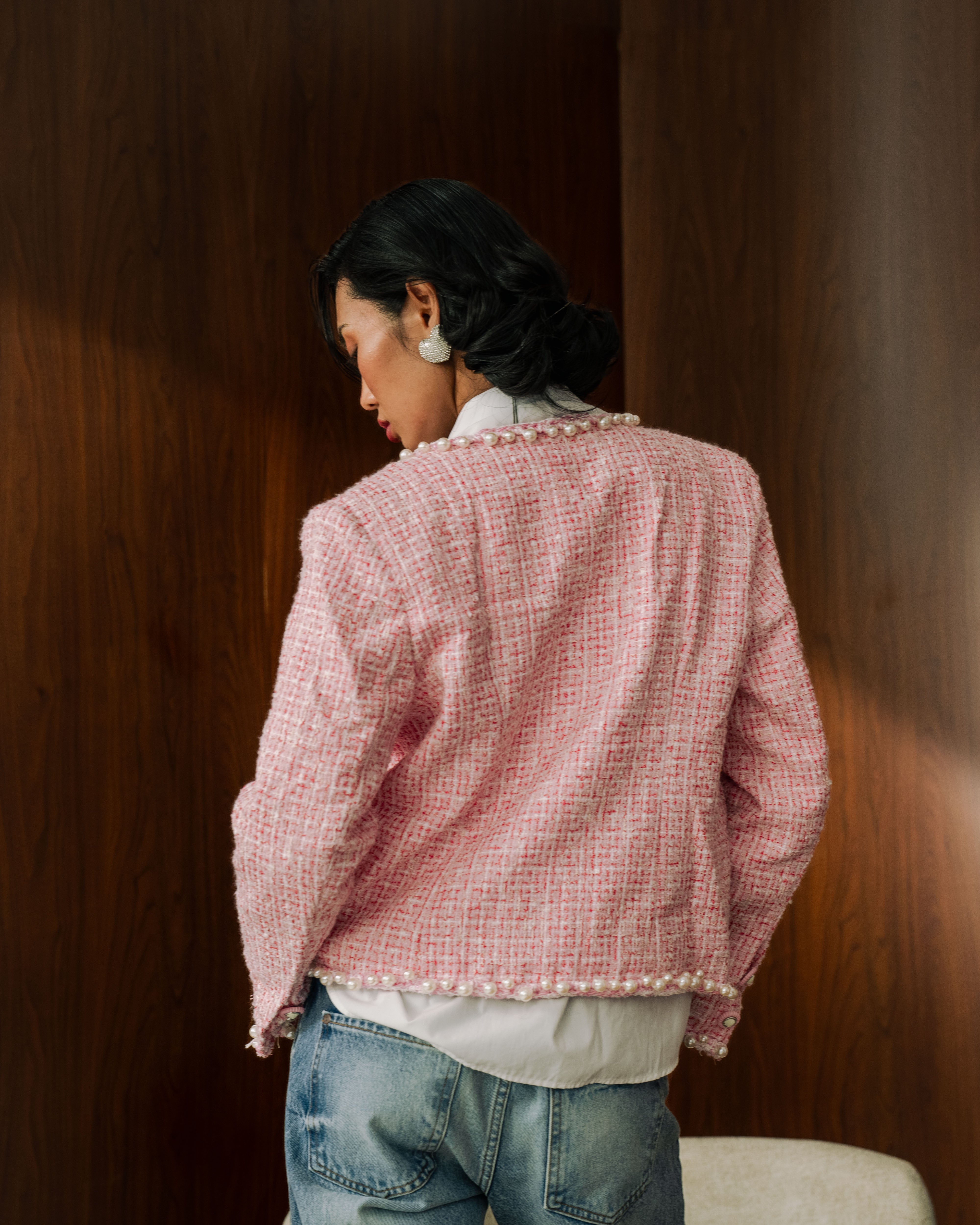 【dium. 】summer tweed oversized jacket Blossom Tweed Jacket – Delilah