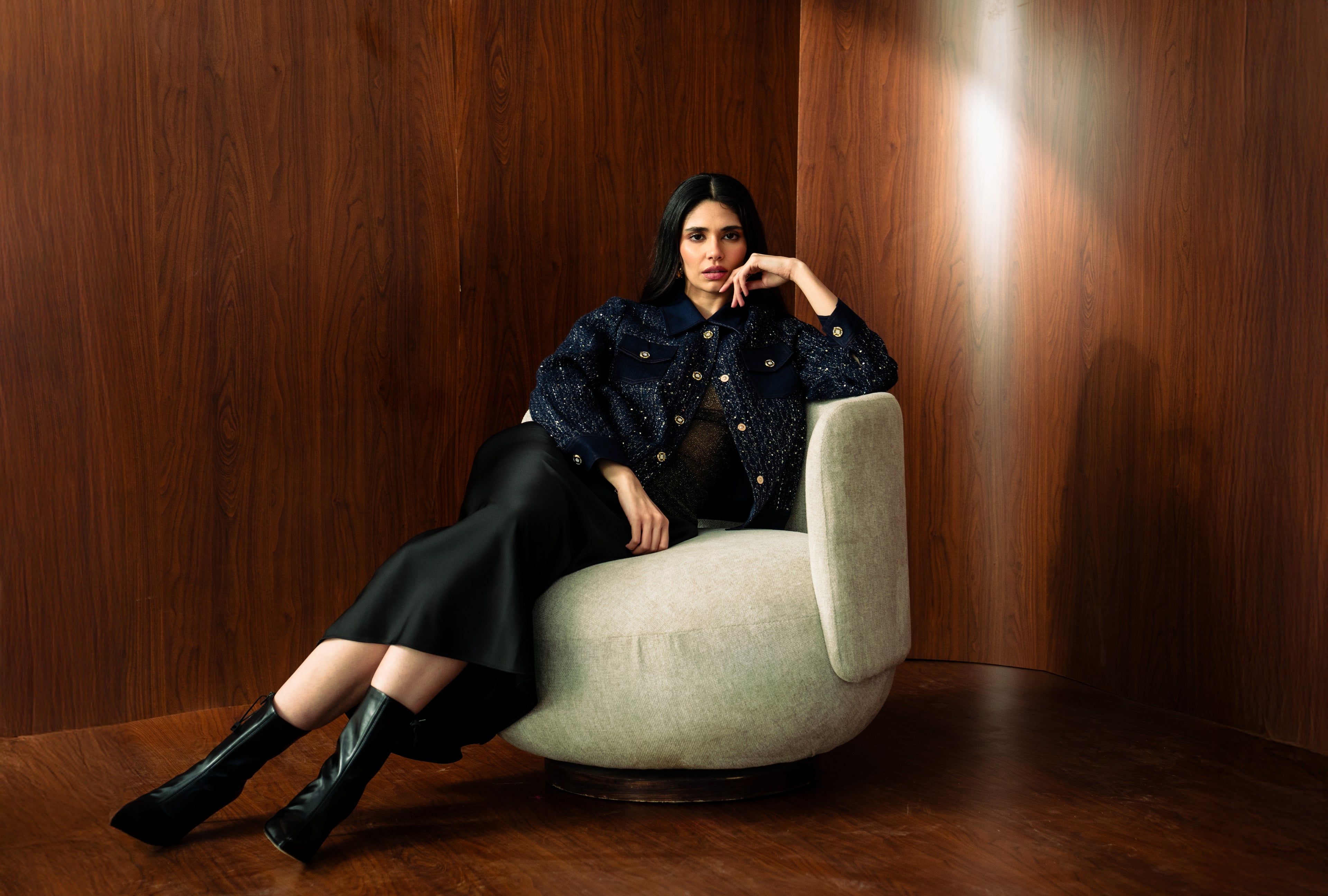 Iris Tweed with Denim Jacket