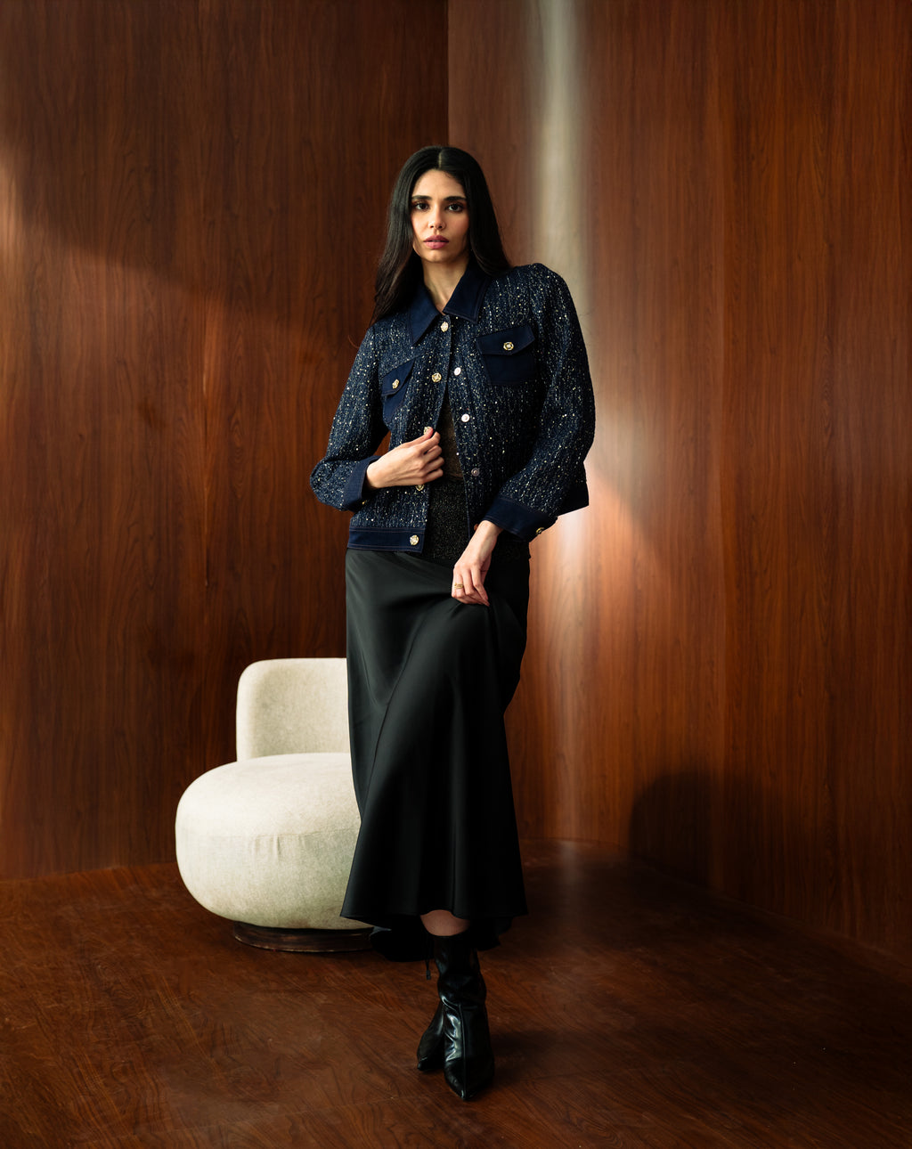 Iris Tweed with Denim Jacket