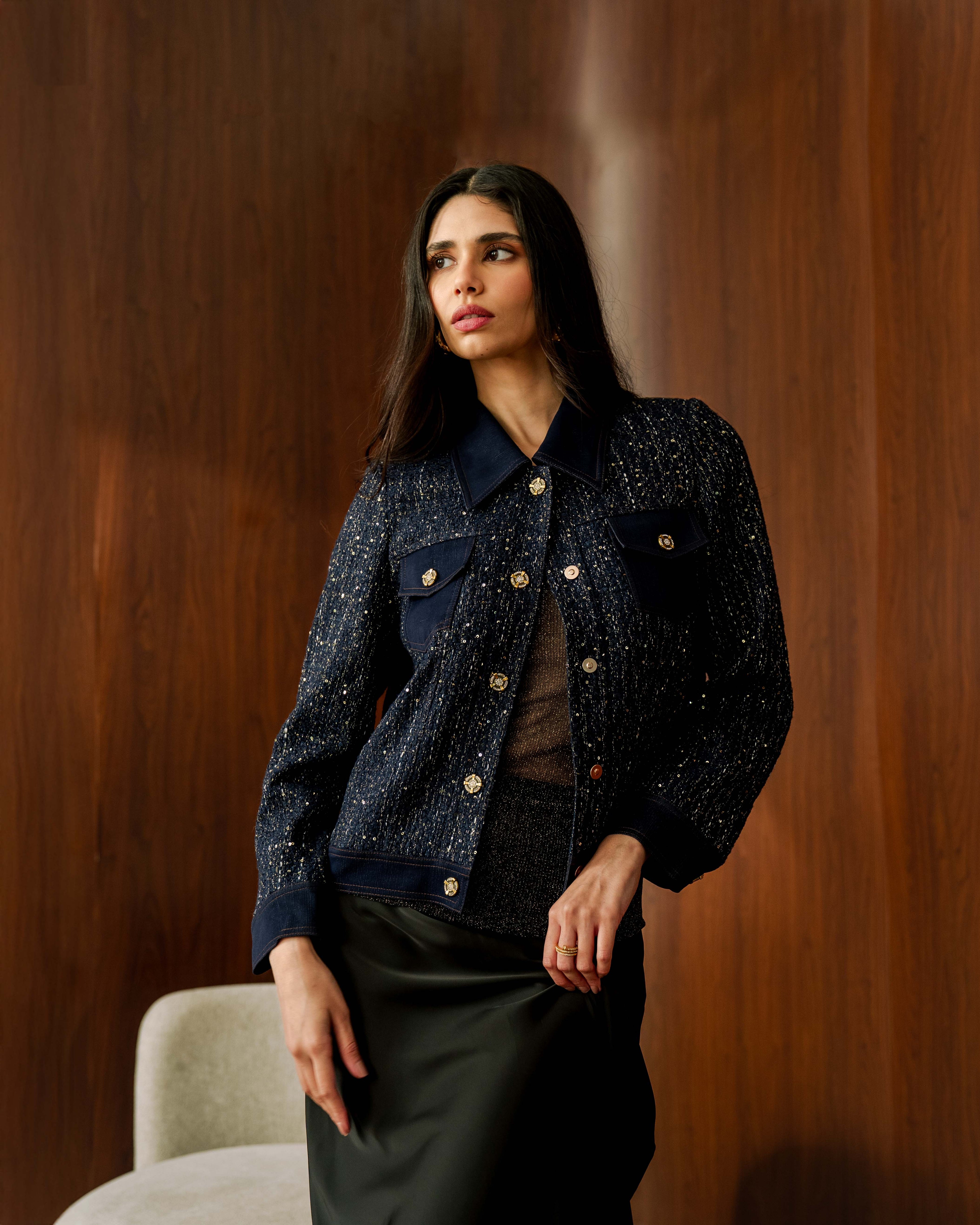 Iris Tweed with Denim Jacket