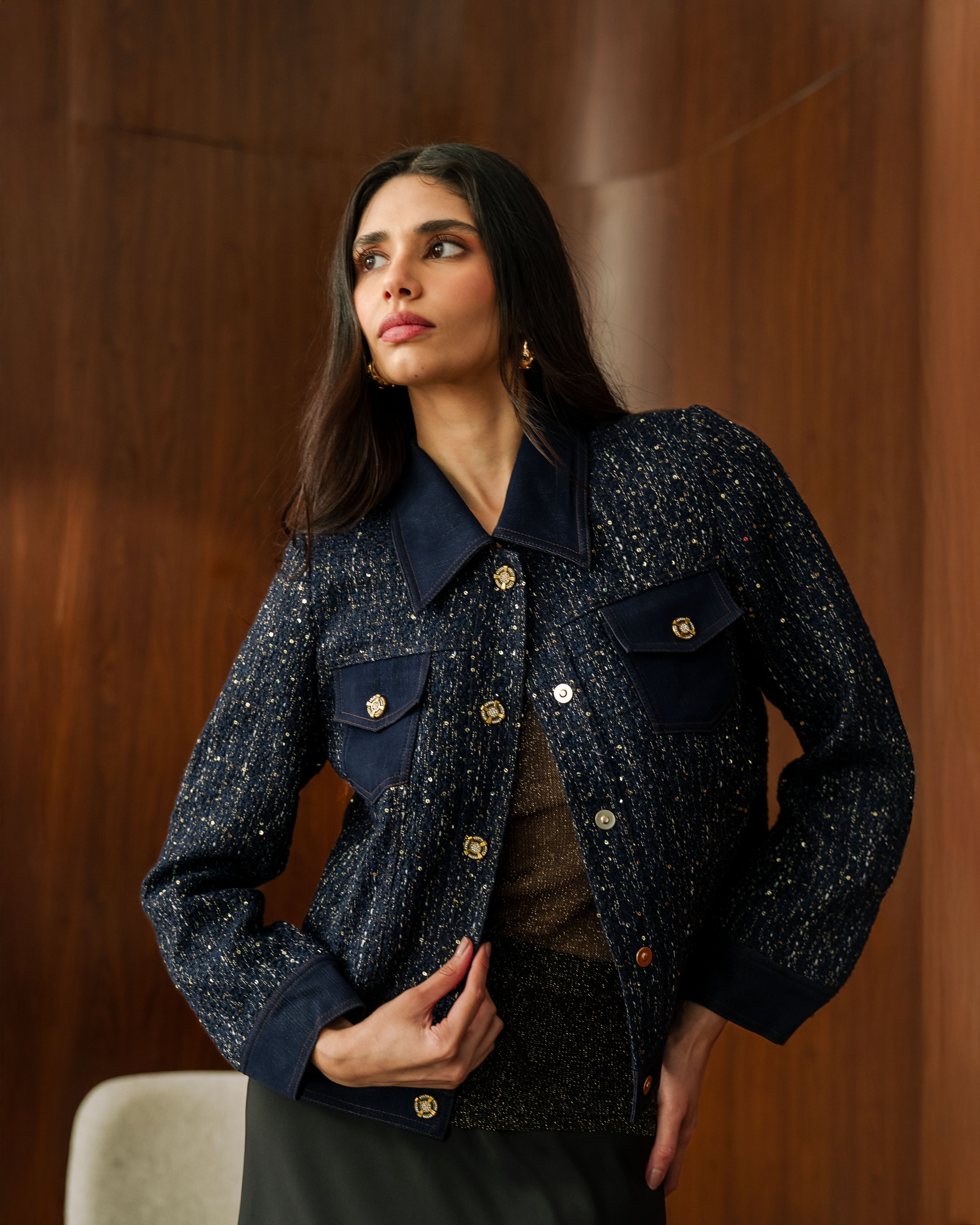 Iris Tweed with Denim Jacket