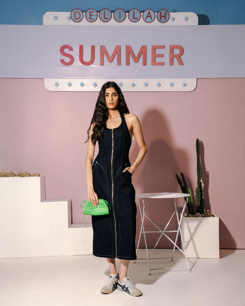 Nora Halter Denim Dress
