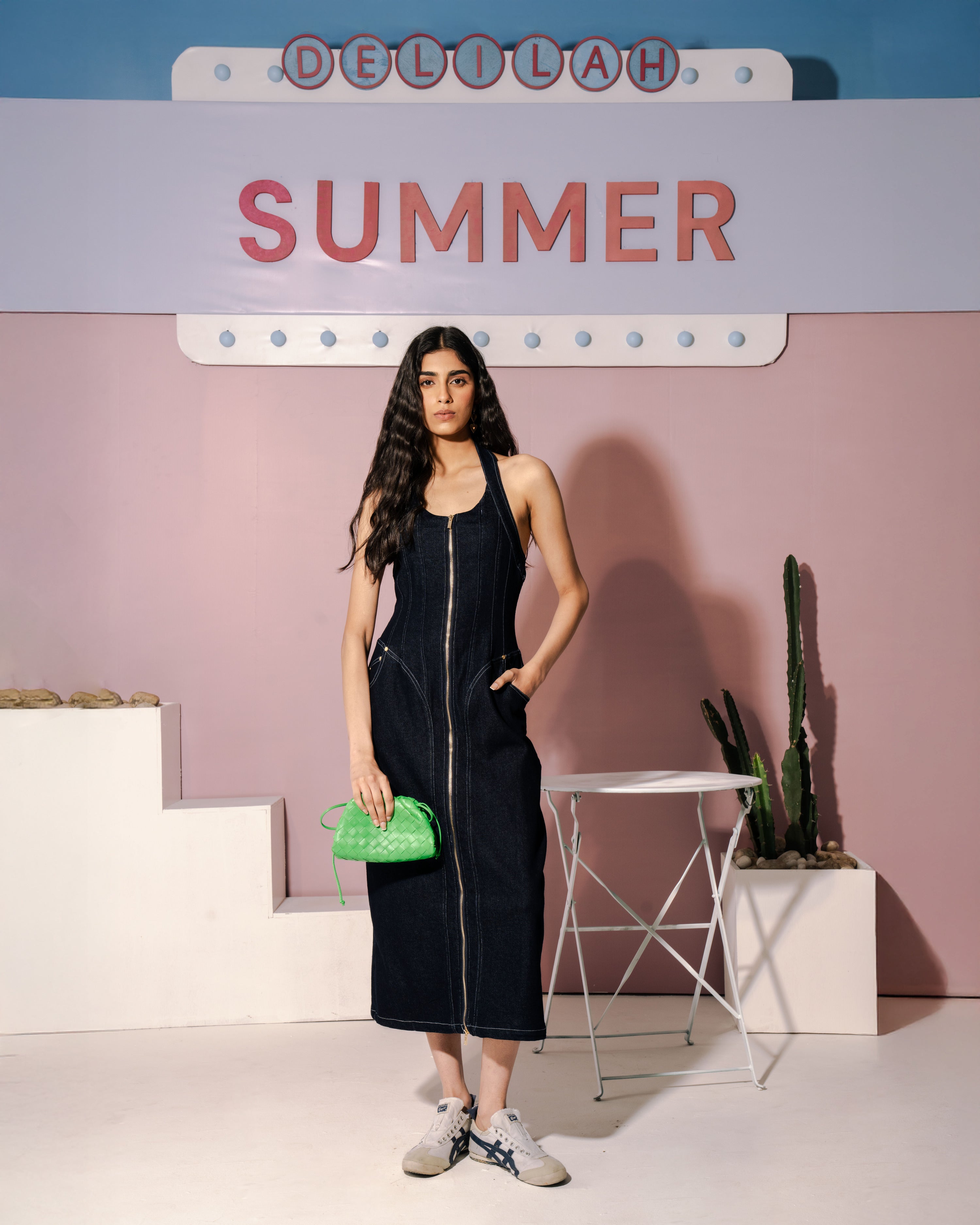 Nora Halter Denim Dress