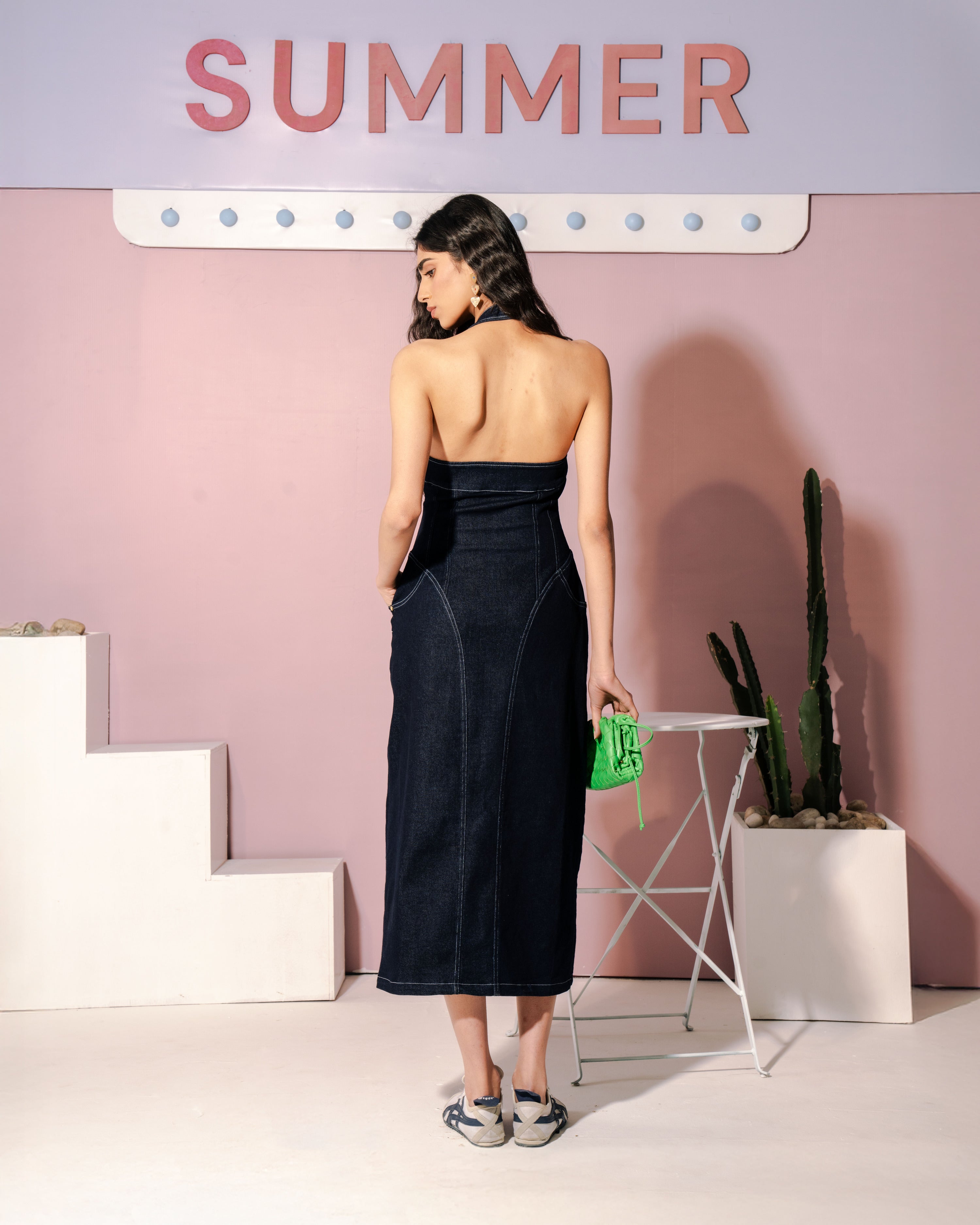 Nora Halter Denim Dress
