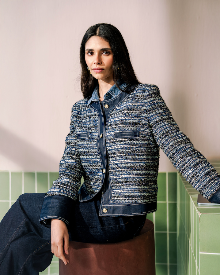 Claire Tweed with Denim Jacket